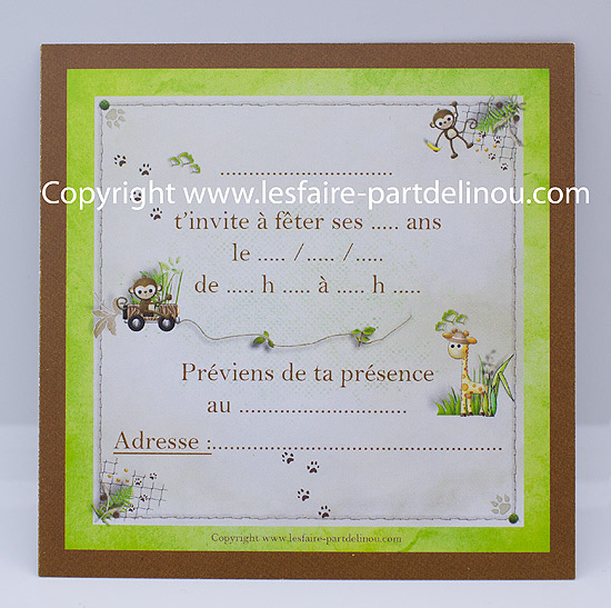 Carte invitation anniversaire Jungle et Safari - e-Lokireg