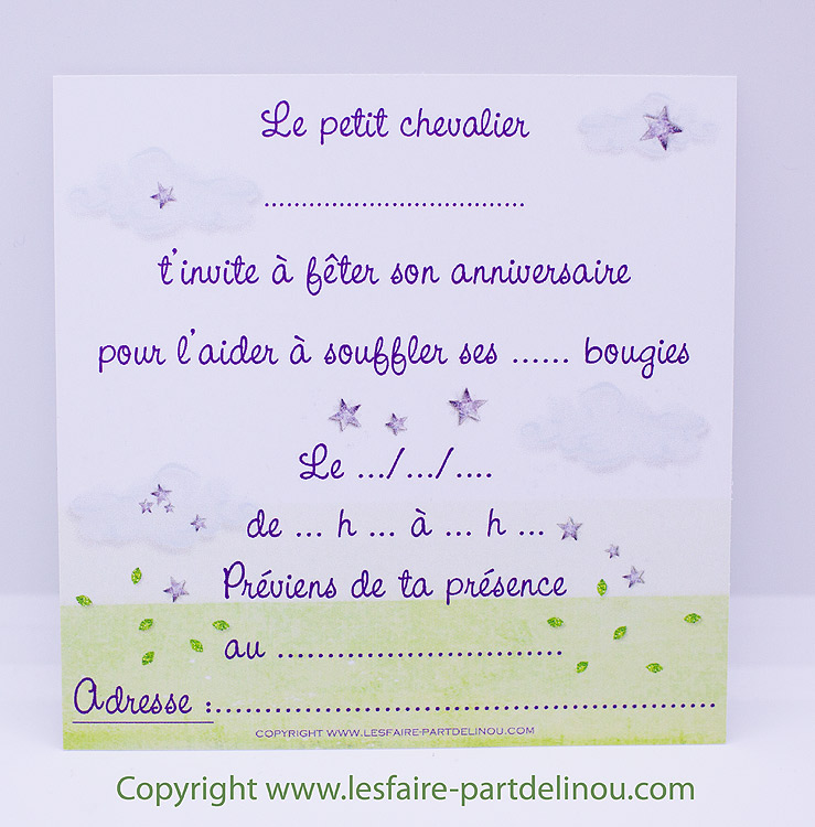 Invitation anniversaire Chevalier - Invitation Anniversaire